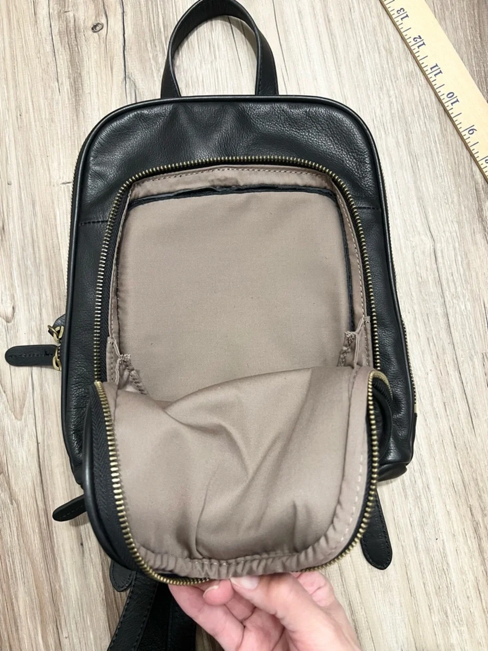 Margot Mini Backpack Black Soft Pebble Leather Moto Zip Around Pockets